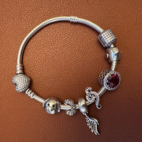 Pandora Bracelet Charm Set 7" Dog, Music Note, Wing Ale 925 - Picture 1 of 15